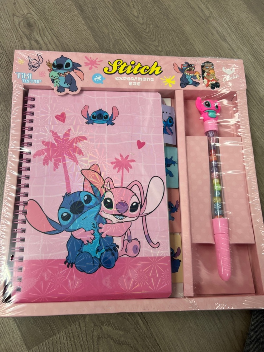 Disney Stitch Pink Notebook and Character Pen Set